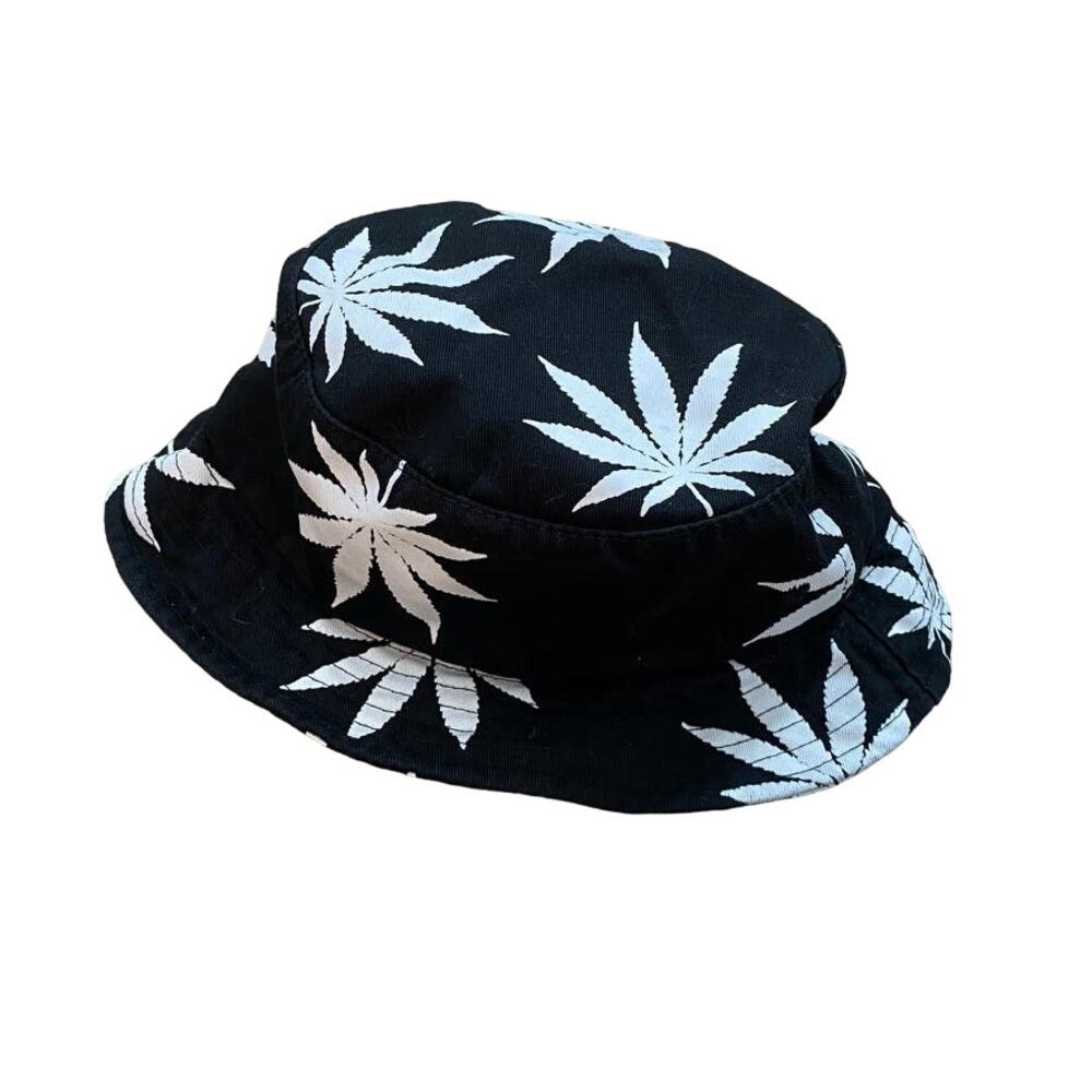 PacSun HUF Bucket Hat – Black White Marijuana Leaf Print Streetwear OS - Picture 2 of 4